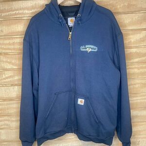 Carhartt Full Zip Hoodie Embroidered Heavyweight Workwear Sweatshirt Size: XL